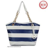 michael kors striped groot blauw bakken Outlet Eindhoven 6mu41200